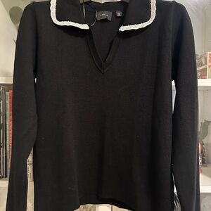 Cyrus Black Knit Top with White Accents